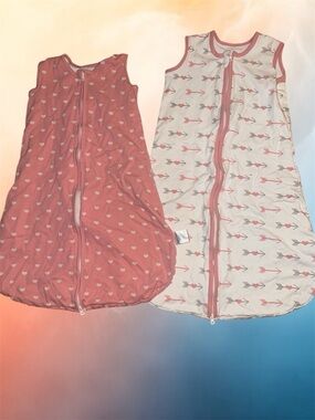 Yoofoss Kids Sleeveless Sleep Sack Pajama - Pink & White Arrow Set